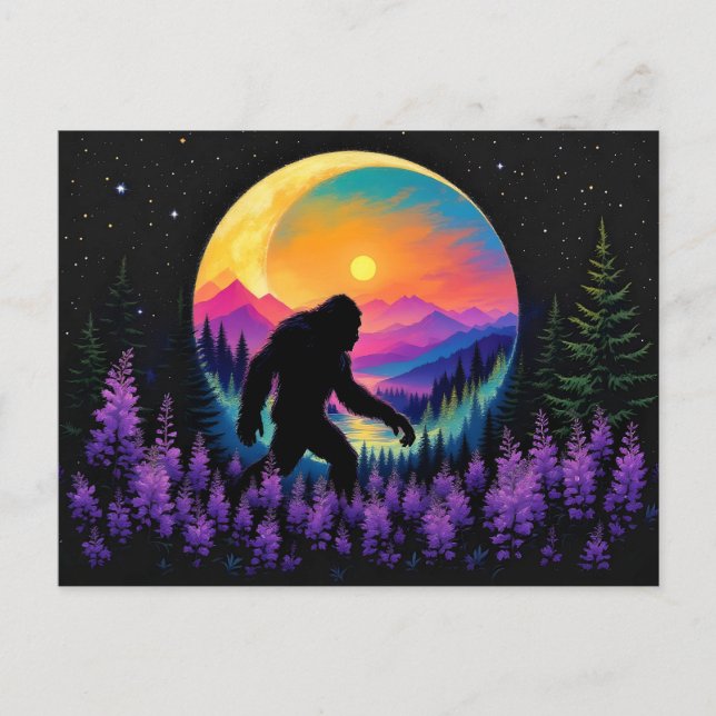 Carte Postale Sasquatch Rainbow Mountain Moon Wall Clock (Devant)