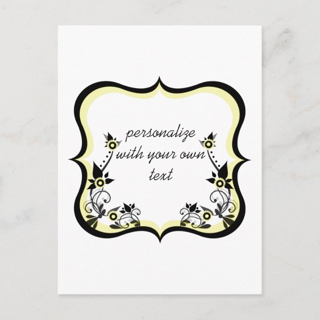 Carte Postale Sassal Floral Frame, Jaune clair (Devant)