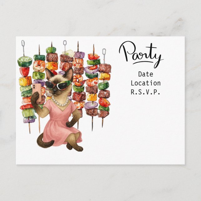 Carte Postale Sassy Cat Selfie à l'invitation de la fête (Devant)