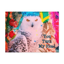 Sassy Owl Valentine's Day Postcard Art original