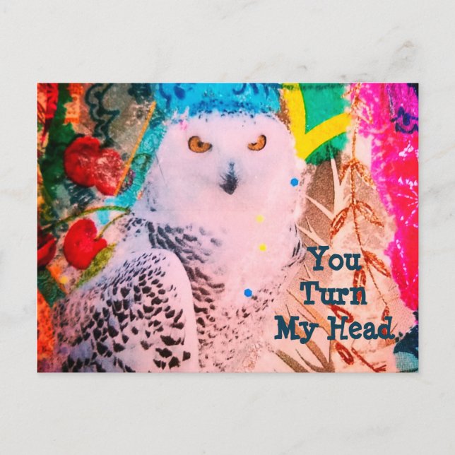 Carte Postale Sassy Owl Valentine's Day Postcard Art original (Devant)