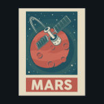 Carte Postale Satellite Mars Retro Galaxy<br><div class="desc">Illustration rétro de Mars avec un satellite.</div>