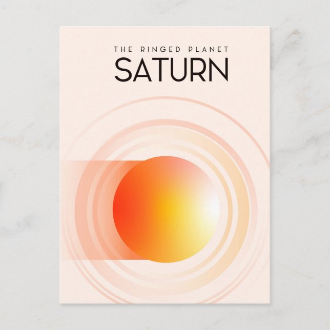 Carte Postale Saturne - La planète à anneaux Art spatial. (Devant)