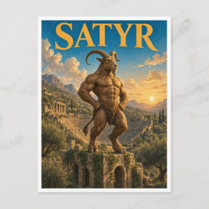 Carte Postale Satyre, monstre de fantasy gothique