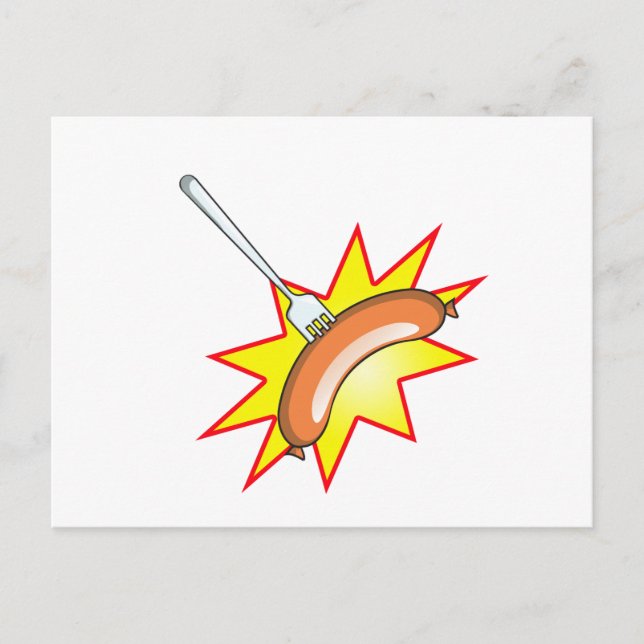 Carte Postale Saucisse volante - combat alimentaire (Devant)