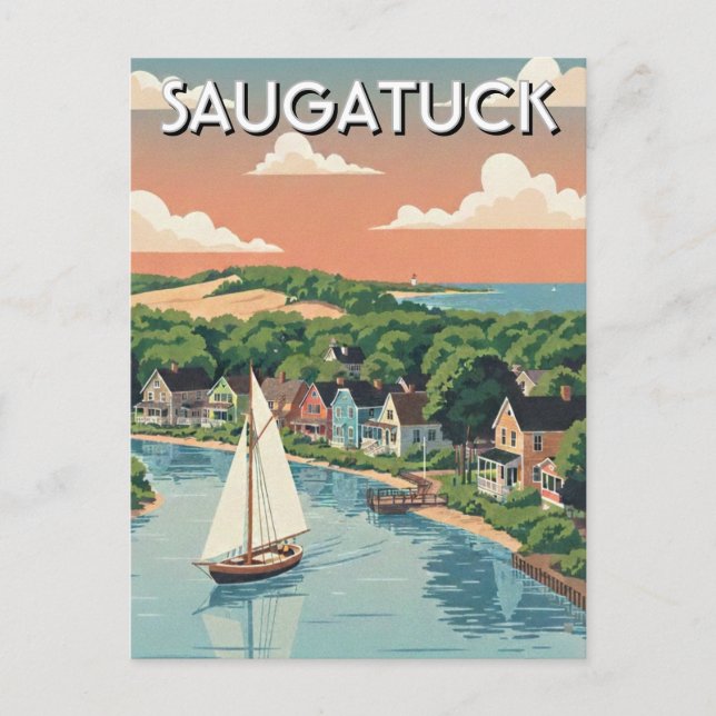 Carte Postale Saugatuck Sailboat Michigan Travel (Devant)