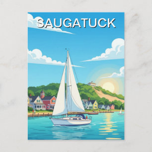 Carte Postale Saugatuck Voilier Voyage dans le Michigan