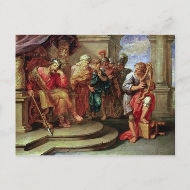 Carte Postale Saul à l'écoute de David Jouer à la harpe (Devant)