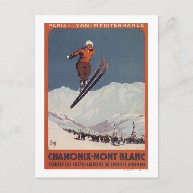 Carte Postale Saut à ski - Affiche de Promo olympique PLM (Devant)