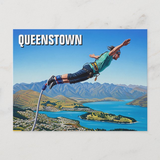 Carte Postale Saut en Bungy à Queenstown New Zealand Travel (Devant)