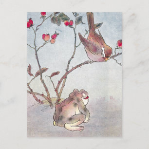 Carte Postale Sauterelles, crapauds et Roses