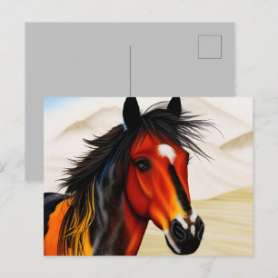 Carte Postale Sauvage Au Coeur - Un Pony Spiritué De Pinto Occid