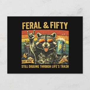 Carte Postale Sauvage et Cinquante 50e Anniversaire Sarcastique 