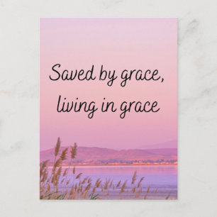 Carte Postale Sauvé par la grâce verset biblique typographie chr