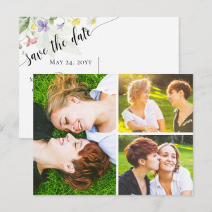 Carte Postale Sauvegarder la date Aquarelle Fleurs sauvages 3-Ph