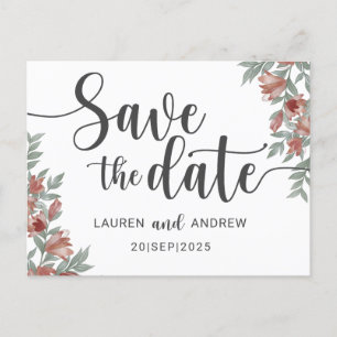 Carte Postale Sauvegarder la date de mariage floral en terre cui