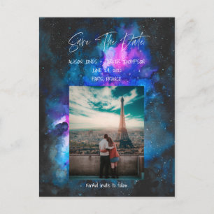 Carte Postale Sauvegarder la Date    Galaxy Watercolors
