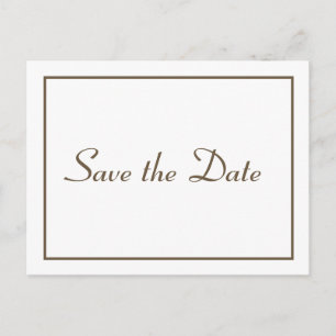Carte Postale Sauvegarder la date Marron Minimaliste Fiançailles