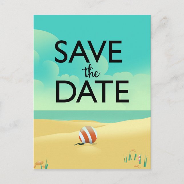 Carte Postale Sauvegarder la date Vintage Beach (Devant)