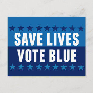 Carte Postale Sauver des vies, votez bleu élection 2026