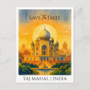 Carte Postale Sauver la Date Annonce Taj Mahal Inde Vintage