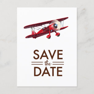 Carte Postale Sauver la date biplan vintage