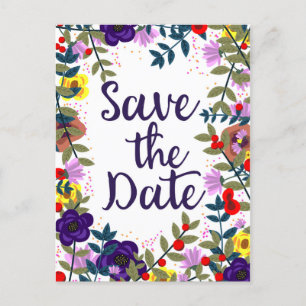 Carte Postale Sauver la date de mariage vintage floral récif