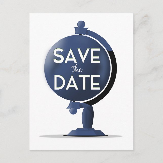 Carte Postale Sauver la date Globe Vintage (Devant)