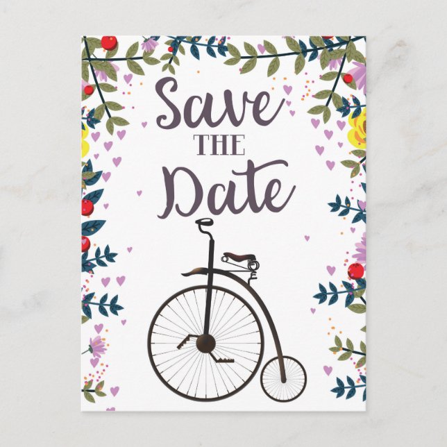Carte Postale Sauver la date Penny Farthing (Devant)