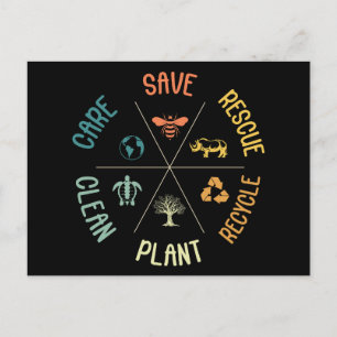 Carte Postale Sauver les abeilles sauver les animaux recycler le