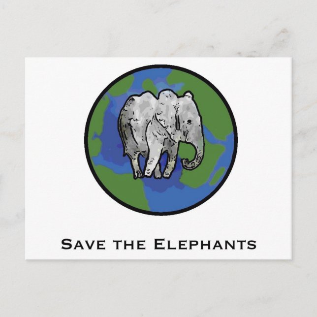 Carte Postale Sauver les Éléphants (Devant)