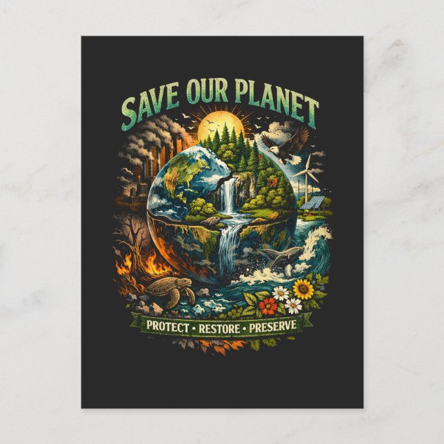 Carte Postale Sauver notre planète (Devant)