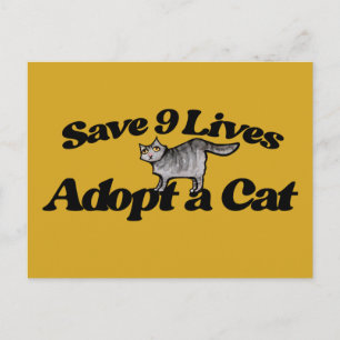Carte Postale Sauvez 9 vies Adoptez un chat