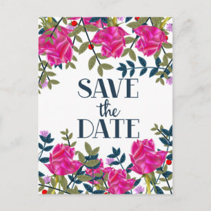 Carte Postale Sauvez la date Roses et Pétales.