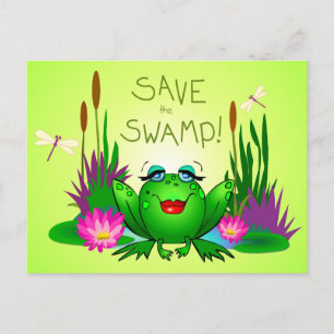 Carte Postale Sauvez la grenouille Fatale de la tourbière verte