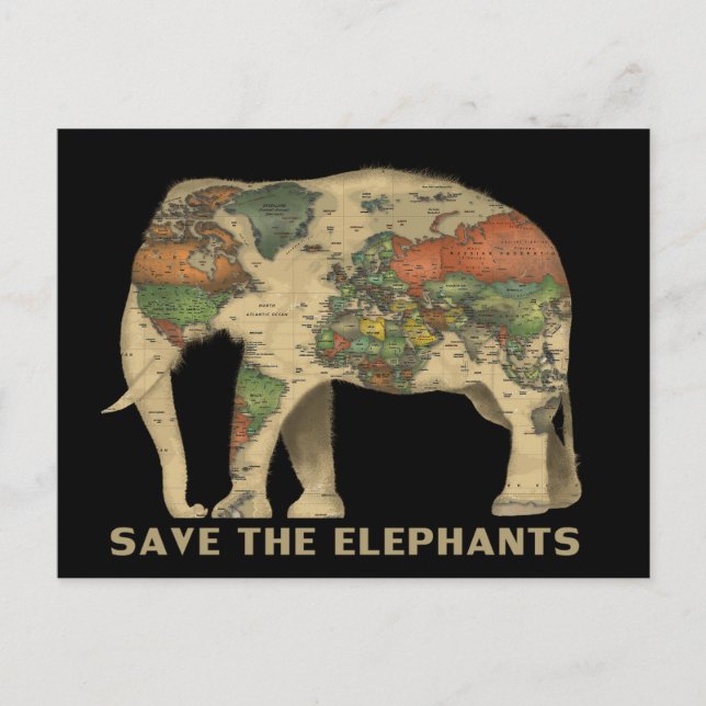 Carte Postale Sauvez les éléphants (Devant)