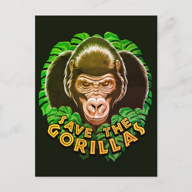 Carte Postale Sauvez Les Gorillas - Citation De Sensibilisation  (Devant)