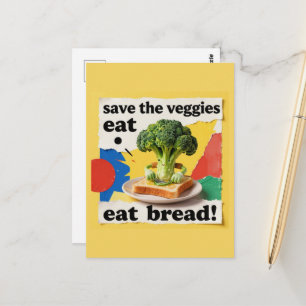 Carte Postale Sauvez les légumes mangez du pain Collage