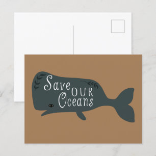 Carte Postale Sauvez nos océans Baleine De l'environnement Brown