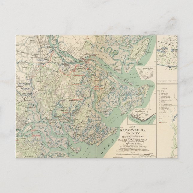 Carte Postale Savannah, Ga et environs (Devant)