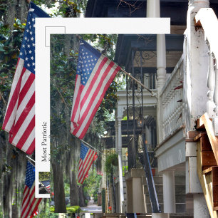 Carte Postale Savannah GA Patriotic Flags Jones St Photographie