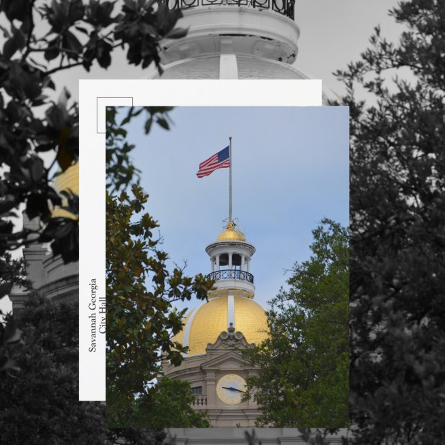 Carte Postale Savannah Georgia City Hall Gold Dome Photographie (Créateur téléchargé)