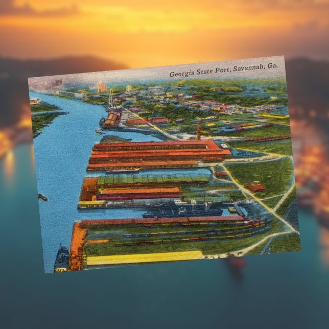 Carte Postale Savannah Georgia State Port Historic (Créateur téléchargé)
