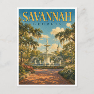 Carte Postale Savannah Géorgie Forsyth Fountain GeoSaga