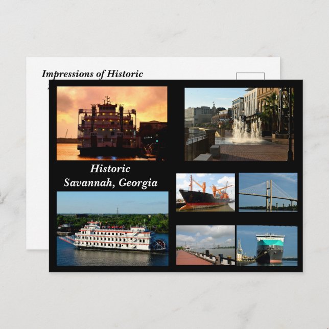 Carte postale Savannah, Géorgie Holiday (Devant / Derrière)