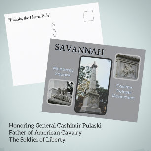 Carte Postale Savannah Monterey Square Monument Casimir Pulaski