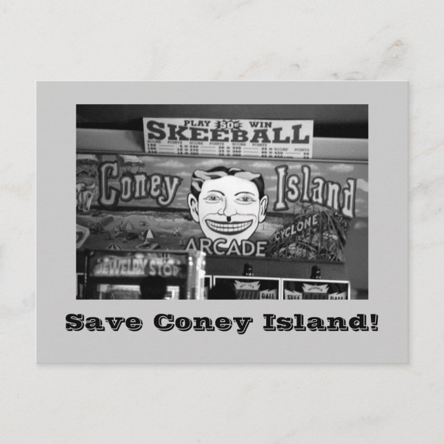 Carte postale Save Coney Island ! (B&W) (Devant)