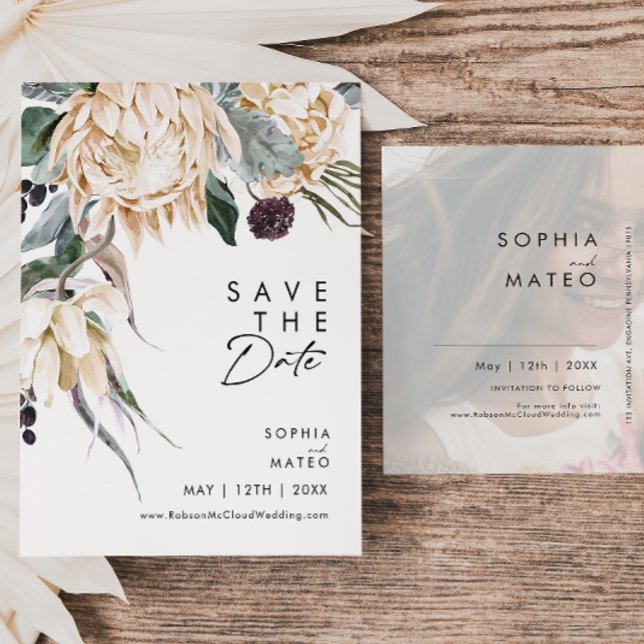 Carte postale "Save The Date" avec écriture floral (Créateur téléchargé)