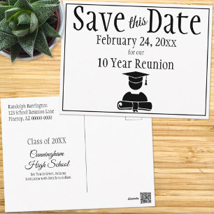 Carte Postale Save The Date Class Reunion Minimalist Black White