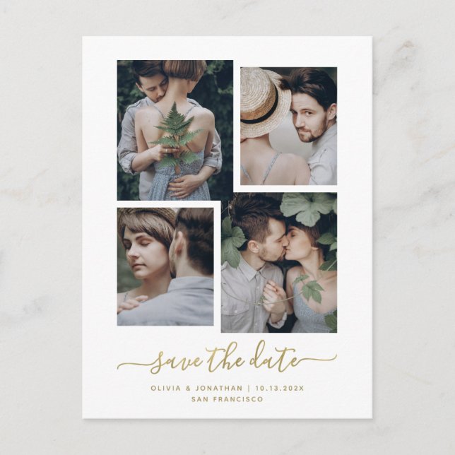 Carte Postale Save the date | Collection photo Modern Gold Four (Devant)